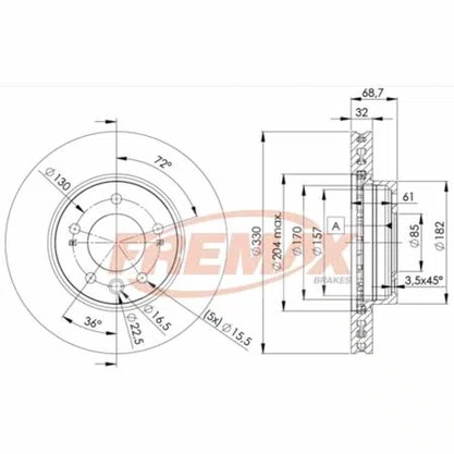 Disco de Freio Dianteiro Lado Direito  FREMAX BD3327