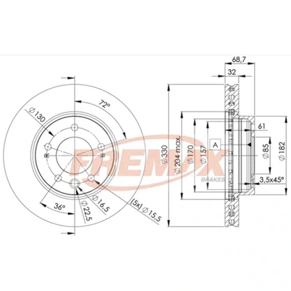 Disco de Freio Dianteiro Lado Direito  FREMAX BD3327