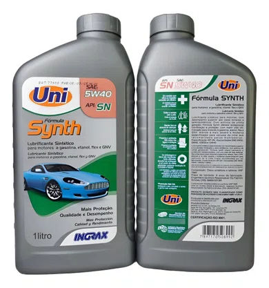 Óleo Lubrificante Uni Sintético SAE 5W40 API SN 1Litro