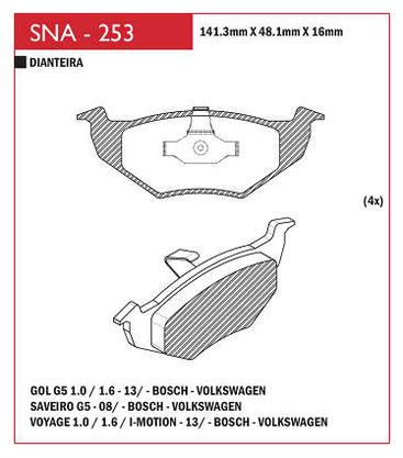 PASTILHA DE FREIO DIANTEIRO SPEED BRAKE - SNA-252 -   F
