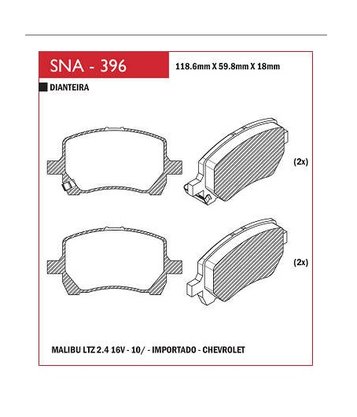PASTILHA DE FREIO DIANTEIRO SPEED BRAKE - SNA-393 -