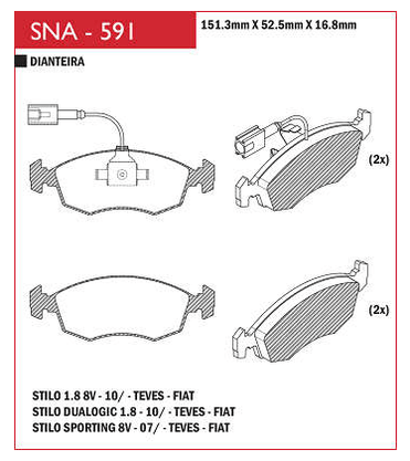 PASTILHA DE FREIO DIANTEIRO SPEED BRAKE - SNA-590 -