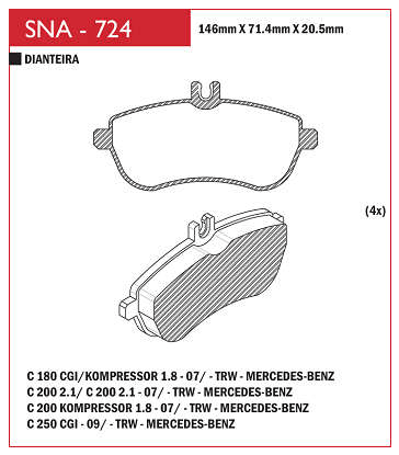 PASTILHA FREIO DIANTEIRO SPEED BRAKE - SNA-718 SISTEMA TEVES