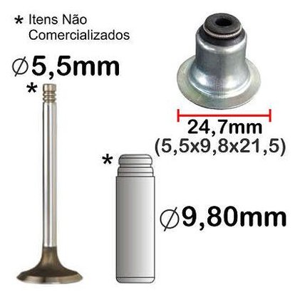 Retentor Valvula Ford  (jg / 12 Pcs)