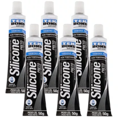 Silicone Acético Preto Alta Temperatura TEKBOND 6un