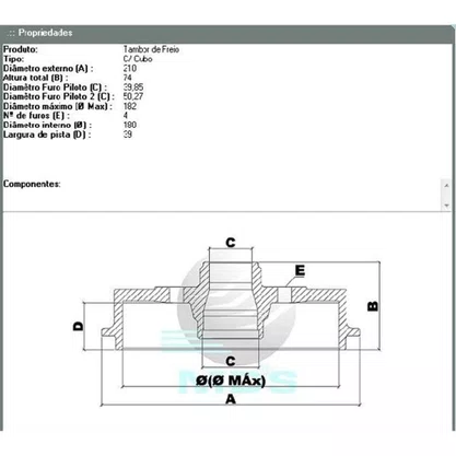TAMBOR FREIO VW  V2M (MULTIPLO 2)