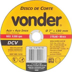DISCO DE CORTE - Vonder