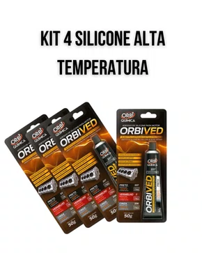 KIT 4 SILICONE ALTA TEMPERATURA PRETO ORBI
