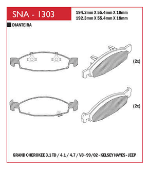 PASTILHA FREIO DIANTEIRO SIST AKEBONO SPEED BRAKE - SNA-130