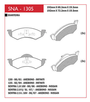 PASTILHA DE FREIO DIANTEIRO SPEED BRAKE - SNA-1304