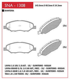PASTILHA DE FREIO DIANTEIRO SPEED BRAKE - SNA-1 SISTEMA AKEBONO