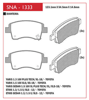 PASTILHA DE FREIO DIANTEIRO SPEED BRAKE - SNA-1327 SISTEMA BOSCH