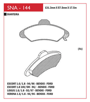 PASTILHA DE FREIO DIANTEIRO SPEED BRAKE - SNA-141 -