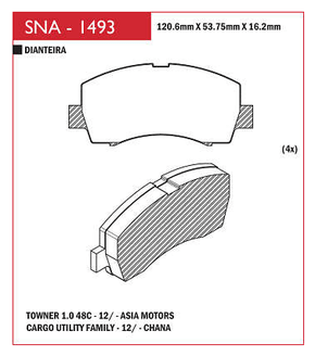 PASTILHA FREIO DIANTEIRO F-350 F-4000 SPEED BRAKE - SNA-146