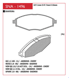 PASTILHA DE FREIO DIANTEIRO SPEED BRAKE - SNA-1495 - CELER