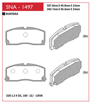 PASTILHA DE FREIO DIANTEIRO SPEED BRAKE - SNA-1496 - LANOS