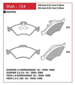 PASTILHA DE FREIO DIANTEIRO SPEED BRAKE - SNA-153 -