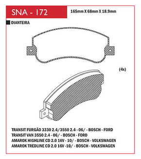 PASTILHA DE FREIO DIANTEIRO SPEED BRAKE - SNA-170 - C5