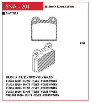 PASTILHA DE FREIO DIANTEIRO SPEED BRAKE - SNA-174 -