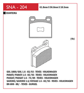 PASTILHA DE FREIO DIANTEIRO SPEED BRAKE - SN1