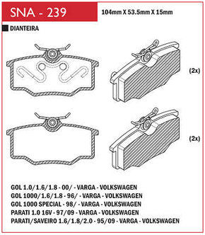 PASTILHA DE FREIO DIANTEIRO SPEED BRAKE - SNA-235 -