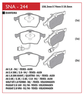 PASTILHA FREIO DIANTEIRO SPEED BRAKE SNA239 SISTEMA VARGA