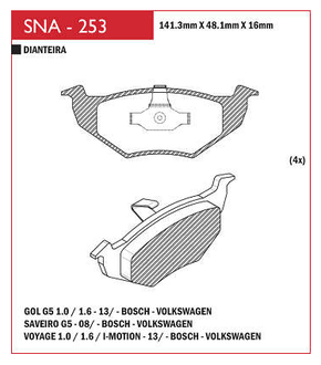 PASTILHA DE FREIO DIANTEIRO SPEED BRAKE - SNA-252 -   F