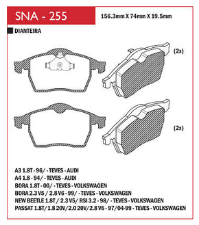 PASTILHA FREIO DIANTEIRO F NEW BEETLE SPEED BRAKE - SNA-254