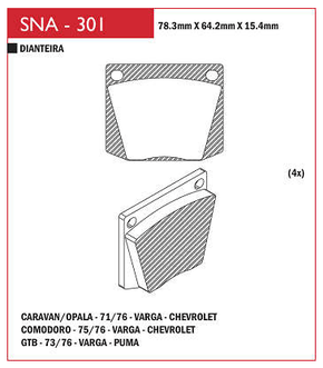 PASTILHA DE FREIO DIANTEIRO SPEED BRAKE - SNA-3002 -