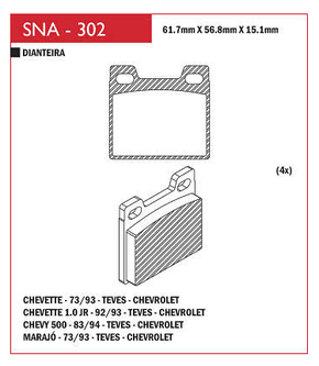 PASTILHA DE FREIO DIANTEIRO SPEED BRAKE - SNA-301 -