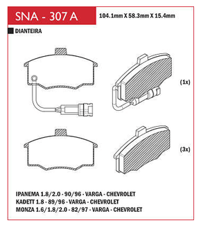 PASTILHA DE FREIO DIANTEIRO SPEED BRAKE - SNA-307-A