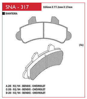 PASTILHA DE FREIO DIANTEIRO SPEED BRAKE - SNA- -
