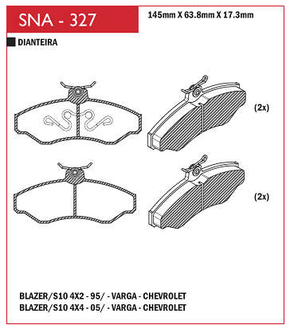 PASTILHA DE FREIO DIANTEIRO SPEED BRAKE - SNA-325 -