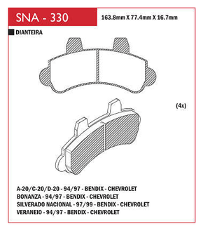 PASTILHA FREIO DIANTEIRO SPEED BRAKE SNA327 SISTEMA VARGA