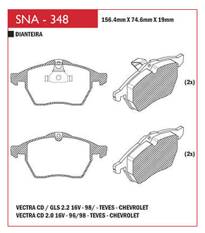 PASTILHA DE FREIO DIANTEIRO SPEED BRAKE - SNA-344 -