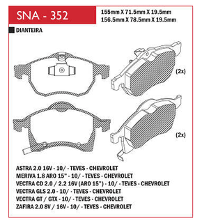 PASTILHA DE FREIO DIANTEIRO SPEED BRAKE - SNA-351 -