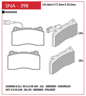 PASTILHA DE FREIO DIANTEIRO SPEED BRAKE - SNA-396 - MALIBU