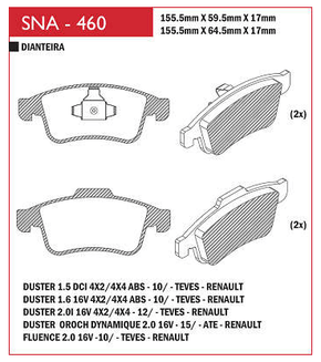 PASTILHA DE FREIO DIANTEIRO SPEED BRAKE - SNA-455 -