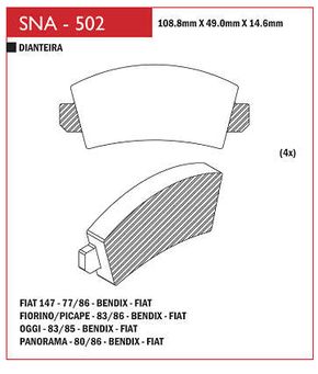 PASTILHA DE FREIO DIANTEIRO SPEED BRAKE - SNA- -