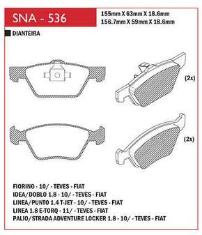 PASTILHA DE FREIO DIANTEIRO SPEED BRAKE - SNA-535 -