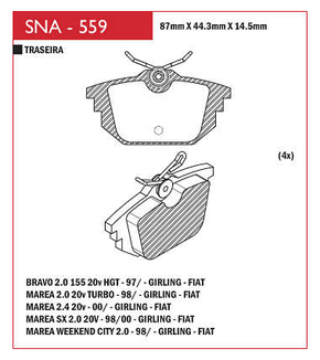 PASTILHA DE FREIO DIANTEIRO SPEED BRAKE - SNA-558 -