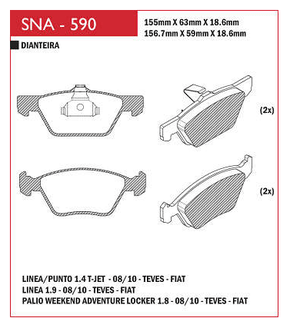 PASTILHA FREIO DIANTEIRO SPEED BRAKE SNA-569 SISTEMA BREMBO