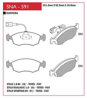 PASTILHA DE FREIO DIANTEIRO SPEED BRAKE - SNA-590 -