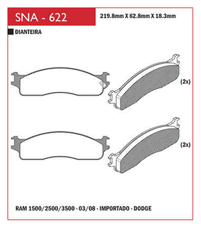 PASTILHA DE FREIO DIANTEIRO SPEED BRAKE - SNA-620 - RAM