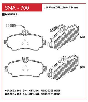 PASTILHA DE FREIO DIANTEIRO SPEED BRAKE - SNA-622 - RAM
