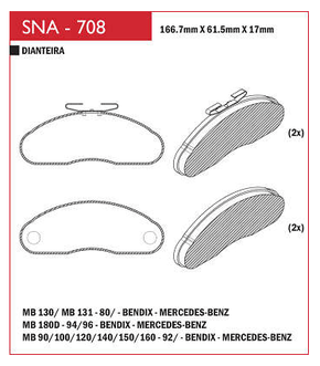 PASTILHA DE FREIO DIANTEIRO SPEED BRAKE - SNA-708