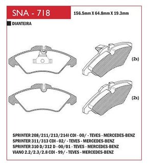 PASTILHA DE FREIO DIANTEIRO SPEED BRAKE - SNA-700 - CLASSE A
