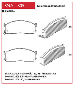 PASTILHA DE FREIO DIANTEIRO SPEED BRAKE - SNA-724 -