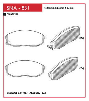 PASTILHA DE FREIO DIANTEIRO BESTA SPEED BRAKE - SNA-830