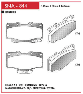PASTILHA DE FREIO DIANTEIRO SPEED BRAKE - SNA-841 -  CORONA